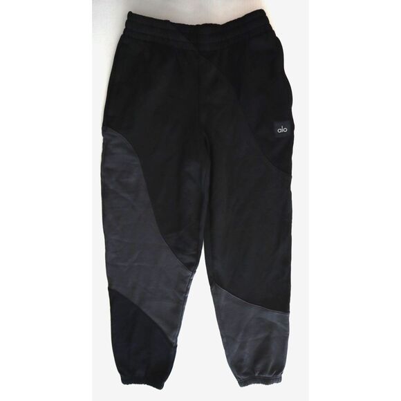 ALO Yoga U5018R Men's S Women's M Vintage Black Tonal Make Waves Sweatpants - Picture 1 of 14